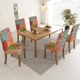 thumbnail image 4 of Colorful Floral Dining Chair Covers Set of 4,Green Red Orang Stretch Parsons Chair Slipcovers Universal Removable Washable Chair Seat Covers Protector for Dining Room,Kitchen,Hoteland Party, 4 of 5