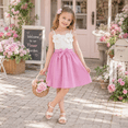 thumbnail image 6 of IPIO Girls Pink and White Spaghetti Strap Party Dress with 3D Flower Appliques and Bow, 6 of 8