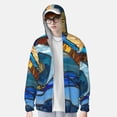 thumbnail image 2 of KLL Sweat à Capuche Extérieur Protection Solaire UPF 50+ pour Hommes et Femmes Imprimé Vague Océan Manches Longues Pêche Randonnée Performance-Petit, 2 of 7