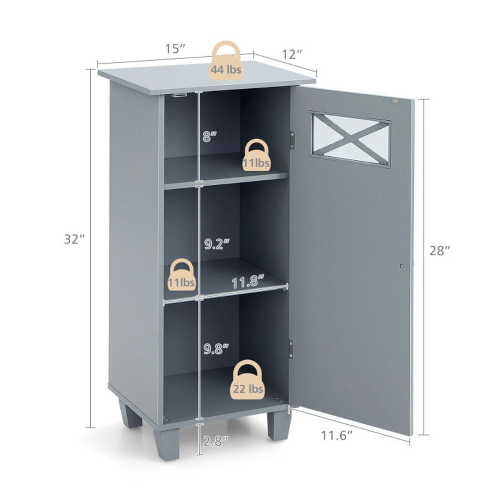 Finihen Bathroom Storage Cabinet, Bathroom Floor Cabinet, Bathroom Cabinet Free Standing Storage Side Table Organizer, for Bathroom, Living Room, Bedroom, Kitchen, Gray Finihen Bathroom Storage Cabinet, Bathroom Floor Cabinet, Bathroom Cabinet Free Standing Storage Side Table Organizer, for Bathroom, Living Room, Bedroom, Kitchen, Gray