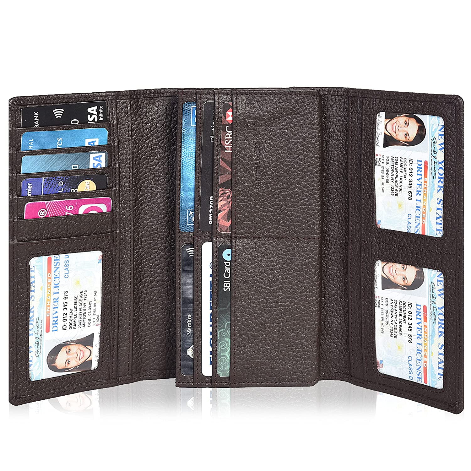 Leather Wallets for Women RFID Blocking Checkbook Wallet with Credit Card Slots 