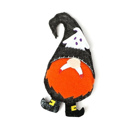 

ADVEN Halloween Dolls Portable Dwarf Gnome Doll Hanging Pendant Decoration Cute Toys Skin Friendly Exquisite Faceless Toy Home Party Orange