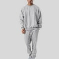 thumbnail image 2 of YLSDY Men's Two Piece Outfits Solid Color Sweatshirt Sweatpants Tracksuit Set Jogger Gray M, 2 of 6