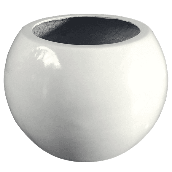 Maceta de Fibra de Vidrio Mod. Esfera Mini Blanco FibraFormas Fibraformas de México Esfera Mini Blanco
