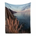 thumbnail image 1 of Big Sur Soft Flannel Fleece Blanket, Aerial Photo with Pampas Grass on Coast Mountains Tranquil Ocean and Sky at Sunset, Cozy Plush for Indoor and Outdoor Use, 50" x 70", Multicolor, by Ambesonne, 1 of 6