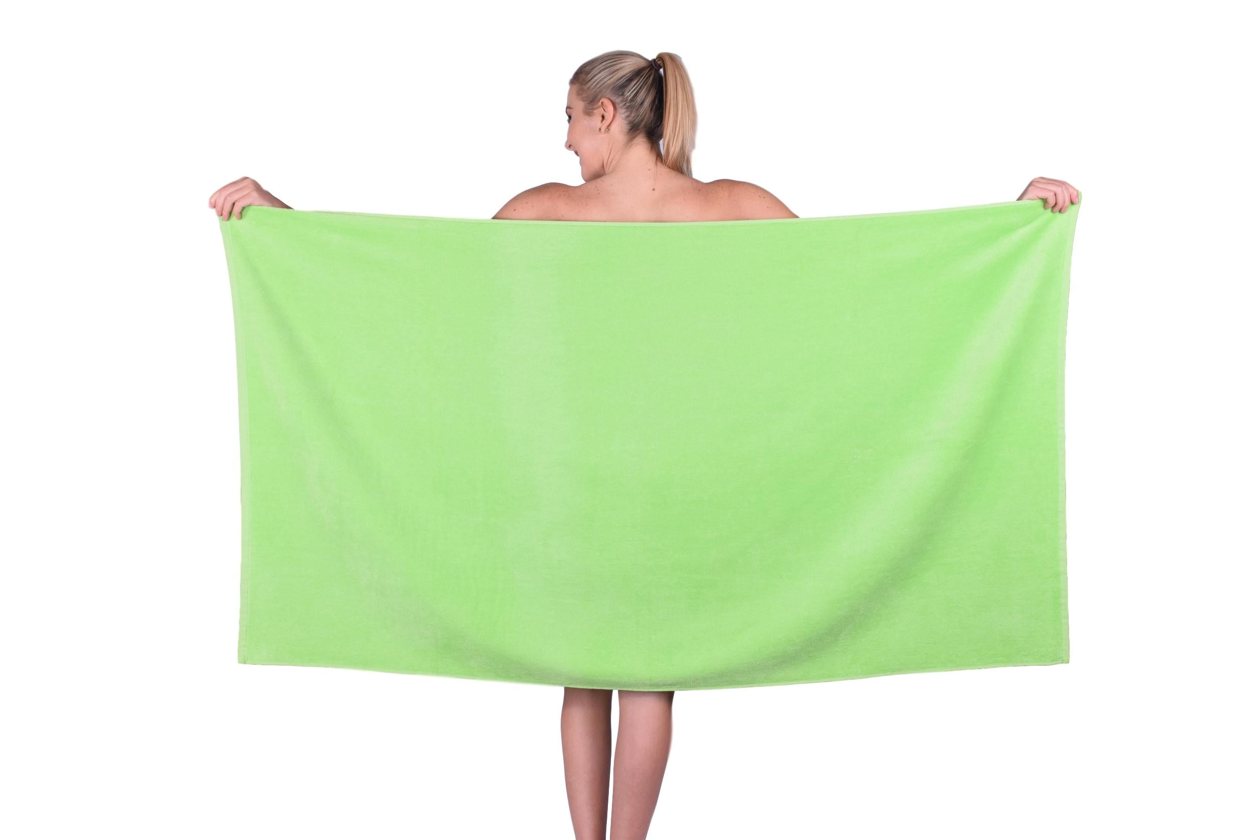 Striped 100% Cotton Lime Green Striped Pool Beach Bath Towel 75x150cm XL  Towels