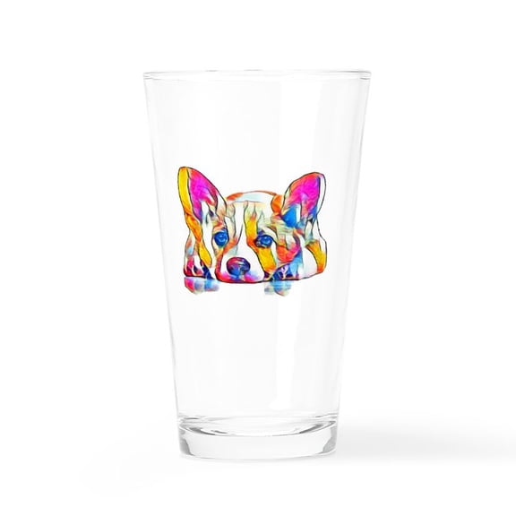 CafePress - Colorful Corgi Puppy - Pint Glass, Drinking Glass, 16 oz. CafePress