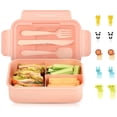 thumbnail image 1 of Loncheras para Niñas de kinder, Bento Box para Niños Adultos, Fiambrera Cajas Bento1400ml, Lunch Box con Cuchillo, Tenedor y Cuchara, Sin BPA, Apto para Microondas, Lavavajillas, Congelador(Rosa), 1 of 4