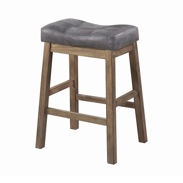 24" Upholstered Footrest Driftwood Counter Height Stools 2 Count