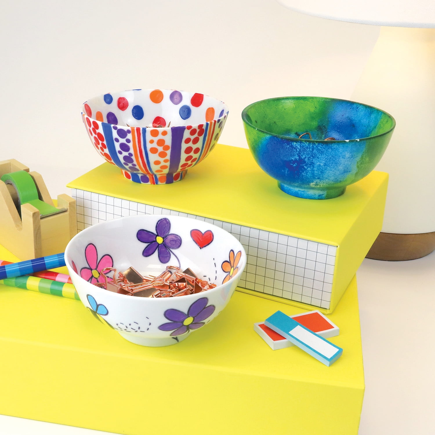 MindWare Paint Your Own Porcelain Bowls, 3 Porcelain Bowls with 4.5” Diameter, Paint, Bake & Display