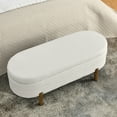 thumbnail image 3 of Oval Storage Ottoman Bench with Rubber Wood Legs, Upholstered Footrest, Seat and Hidden Storage for Living Room, Bedroom, 3 of 7