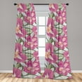 thumbnail image 2 of Iris Flowers Window Curtains, Dreamy Design of a Tropical Scene Jungle Leaves and Floral Boho, Lightweight Decor 2-Panel Set with Rod Pocket, Pair of - 28"x63", Pastel Pink Pale Green, by Ambesonne, 2 of 3