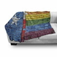thumbnail image 3 of Austin Soft Flannel Fleece Throw Blanket, Brick Wall Textured Grungy Image Painted in Texas Flag and Rainbow Colors Design, Cozy Plush for Indoor and Outdoor Use, 70" x 90", Multicolor, by Ambesonne, 3 of 6