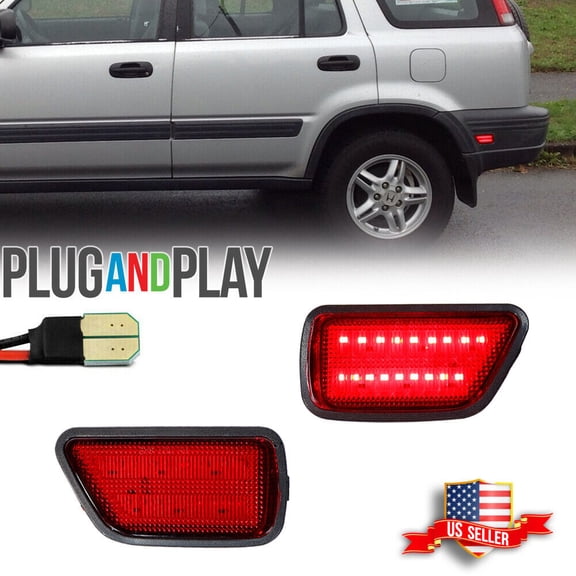 GTINTHEBOX 2x Red Lens Rear Bumper LED Strip Fender Side Marker Lights For 1997-2001 Honda CR-V