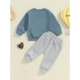 thumbnail image 5 of Nygoyerh Baby Boys 2PCS Fall Outfit 3M 6M 12M 18M 2T 3T Letter Print Long SleeveSweatshirt and Solid Color Pants Newborn Infant Clothing, 5 of 7