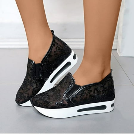 

Womens Comfortable Wedge Sandals- Thick Sole Dressy Casual Sandals Black Size 9