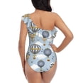 thumbnail image 5 of Gaeub Balloon Vintage Women's One Shoulder Ruffle Tummy Control Swimwear for Swimming Surfing Beach Party - Medium, 5 of 8