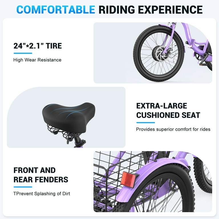 Gocio Electric Tricycle for Adults, Peak 500W Motor E-Trike 48V