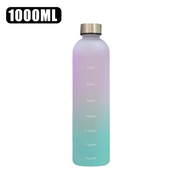 Botella de agua de 1l con marcador de tiempo, vasos de plástico esmerilado, reutilizables, motivacionales, para deportes de Fitness al aire libre, a prueba de fugas, sin BPA