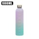 thumbnail image 1 of Botella de agua de 1l con marcador de tiempo, vasos de plástico esmerilado, reutilizables, motivacionales, para deportes de Fitness al aire libre, a prueba de fugas, sin BPA, 1 of 4