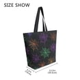 thumbnail image 4 of Open Top Canvas Tote Bag with Zipper Reusable Shopping Bag 13.5x15" Roomy Carryall Neon Spider Webs, 4 of 9