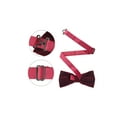 thumbnail image 2 of INSPIRE CHIC Men's Velvet Pre-Tied Bow Tie Solid Color Pocket Square Sets Burgundy, 2 of 4