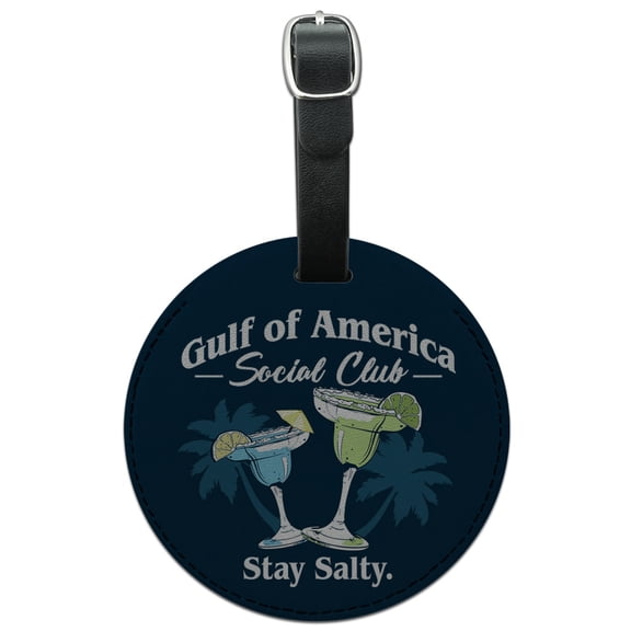 Gulf of America Stay Salty Round Leather Luggage Card Suitcase Carry-On ID Tag