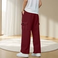 thumbnail image 6 of ZXLBBD Boys' Straight Leg Dress Pants Elastic Waist Solid Color Cargo Trousers Soft Blend for Kids School Uniform Versatile Casual Daily Wear,Red,Size 14 Y-15 Y, 6 of 7