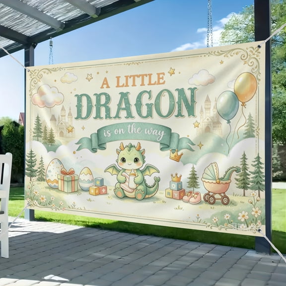 Dragon Baby Shower Backdrop A Little Dragon is On The Way Baby Shower Party Decorations Dragon Theme Party Decor for Kids New Born 51*59IN
