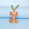 thumbnail image 2 of Baseball Initial A-Z Letter Pendant Necklace Cuban Chain Stainless Steel Jewelry, 2 of 7