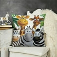 thumbnail image 2 of Animal Pillow Sham, Animals in Jungle Elephant Giraffe Panda Bear Pig Lion Hippo Rhino Cartoon Art, Decorative Standard Queen Size Printed Pillowcase, , Pastel Yellow, 2 of 5