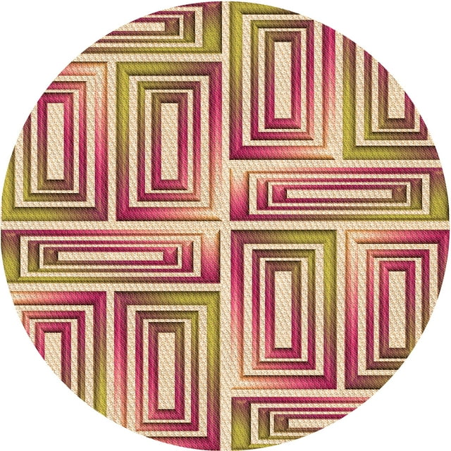 Ahgly Company Tapis d'Intérieur Lavables à la Machine, Ronds de Pamplemousse de Transition, Ronds de 3 Pi
