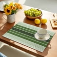thumbnail image 5 of Placemats Set of 6, Forest Green Stripes Place Mats Gradient Striped Tablemats Washable Placemat Table Decoration for Kitchen Table Dinner Party Home Decor Indoor Outdoor 13x19 Inch, 5 of 9