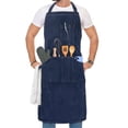 thumbnail image 1 of OPUX Chef Apron for Men, Kitchen Apron with Pockets for Women, Large Unisex Canvas Apron for Cooking Grilling BBQ Baking, Heavy Duty Apron for Work, Navy Blue, 1 of 8