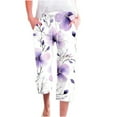 thumbnail image 2 of Capris for Women With Pockets Flowers Clearance Under $10 Fragrant Linen Gradient Printed Loose Fashionable Drawstring Pants Cropped Pants, 2 of 5