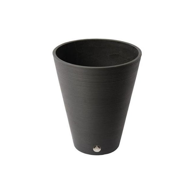 Algreen 16339 Valencia 15 in. by 18.5 in. Round Ribbed Taper Planter, Black