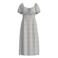 thumbnail image 1 of Vestido George para Mujer, Manga Corta con Elástico Smock en Espalda, Flores Blanco Talla G, 1 of 4
