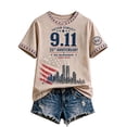 thumbnail image 2 of USA 25th Anniversary Never Forget 9/11 Womens Memorial Shirt Patriotic Tee Towers & Flag Graphic Design Top White XXL, 2 of 4