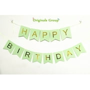 Originals Group Mint Green Gold Foiled Star Happy Birthday Bunting Banner for Party Decorations