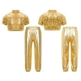 thumbnail image 6 of renvena Girls Hip Hop Sequins Costume Sparkly Short Sleeve Tank Tops with Metallic Leggings Pants Gold 12, 6 of 7