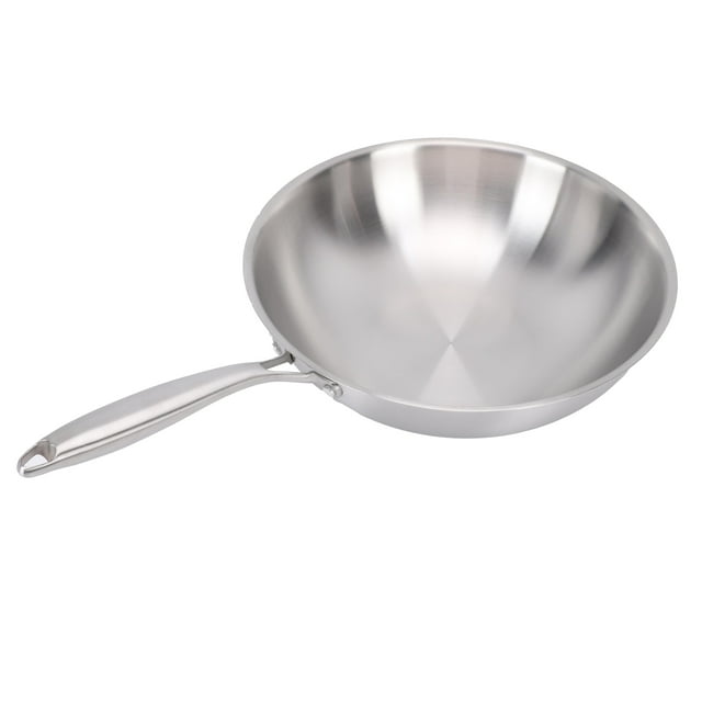 304 Stainless Steel Wok, Nonstick Stir Fry Pan Cooking Wok Pan, Fast and Even Heat, Cookware, Frying Pan, Kitchen Essential for Induction Electric Gas All Stove