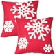 thumbnail image 1 of Fundas de almohadas de lino y algodón con copos de nieve navideños, 18x18, 1 par, 1 of 5
