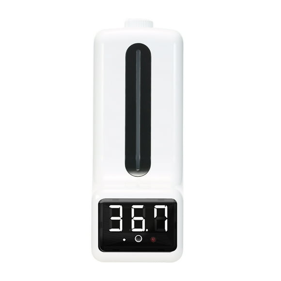 yeacher Wall-Mounted 1000ml Touchless Soap Dispenser with Infrared Thermometer, Auto Sanitizer Dispensing, °C/°F Switch, USB Powered, White (Model: K9-1)