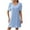 Blue, variant on Zpanxa Striped Puff Sleeve Dress Women's Casual Round Neck Short Sleeve Smocked Dress