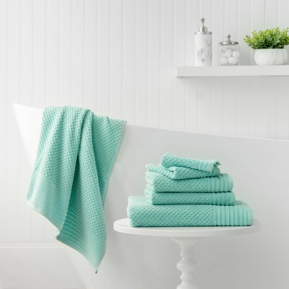 Martha Stewart Everyday Texture Towel 6 Piece Set Green Blue