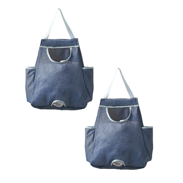 Oleegame 2PC Grocery Bag Rack Garbage Bag Rack Organizer Hanging Storage Dispenser Breathable Net Garbage Bag Organizer Plastic Bag Storage Kitchen Blue