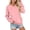 Pink, variant on CHGBMOK V Neck Sweatshirt for Women Oversized Long Sleeve Pullover Fall Casual Tops with Pocket