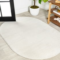 JONATHAN Y SUPERSOFT 3 x 5 Oval Area Rug, Haze - Ivory, SEU100T-3OV
