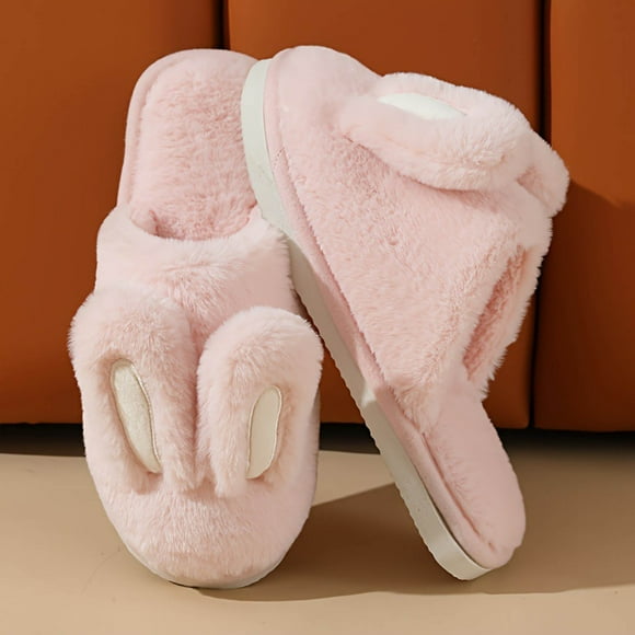 WILLBEST Women Slippers for Home Women's Cute Rabbit Wrapped Mouth Cott On Slippers Warm Indoor Home Furry Slippers