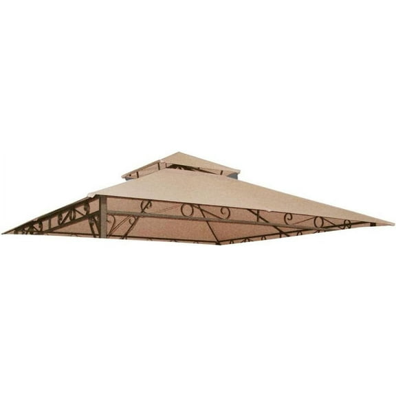 Yescom 10.6'x10.6' Gazebo Top Replacement Fit for Brand_Model Summer Veranda Gazebo/L-GZ093PST/G-GZ093PST/TGZ093 2 Tier Madaga Frame Cover Patio Garden Yard Dark Beige